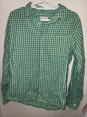 Free Assembly Green and Yellow Check boy  Button-Up Shirt| size XXL